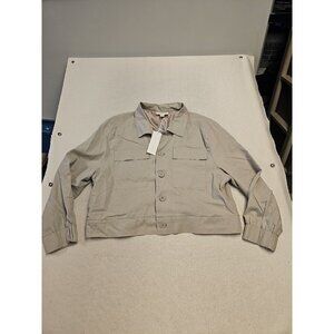 Catherine malandrino button front  jacket Linen Blend beige size XL New